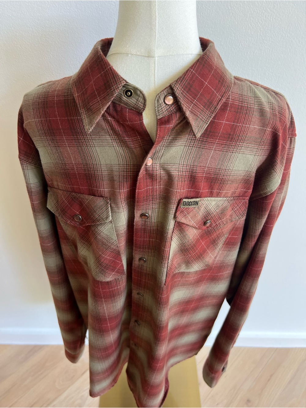 Dixxon The Juarez Flannel Shirt Mens Large L Red Tan Plaid Classics Western